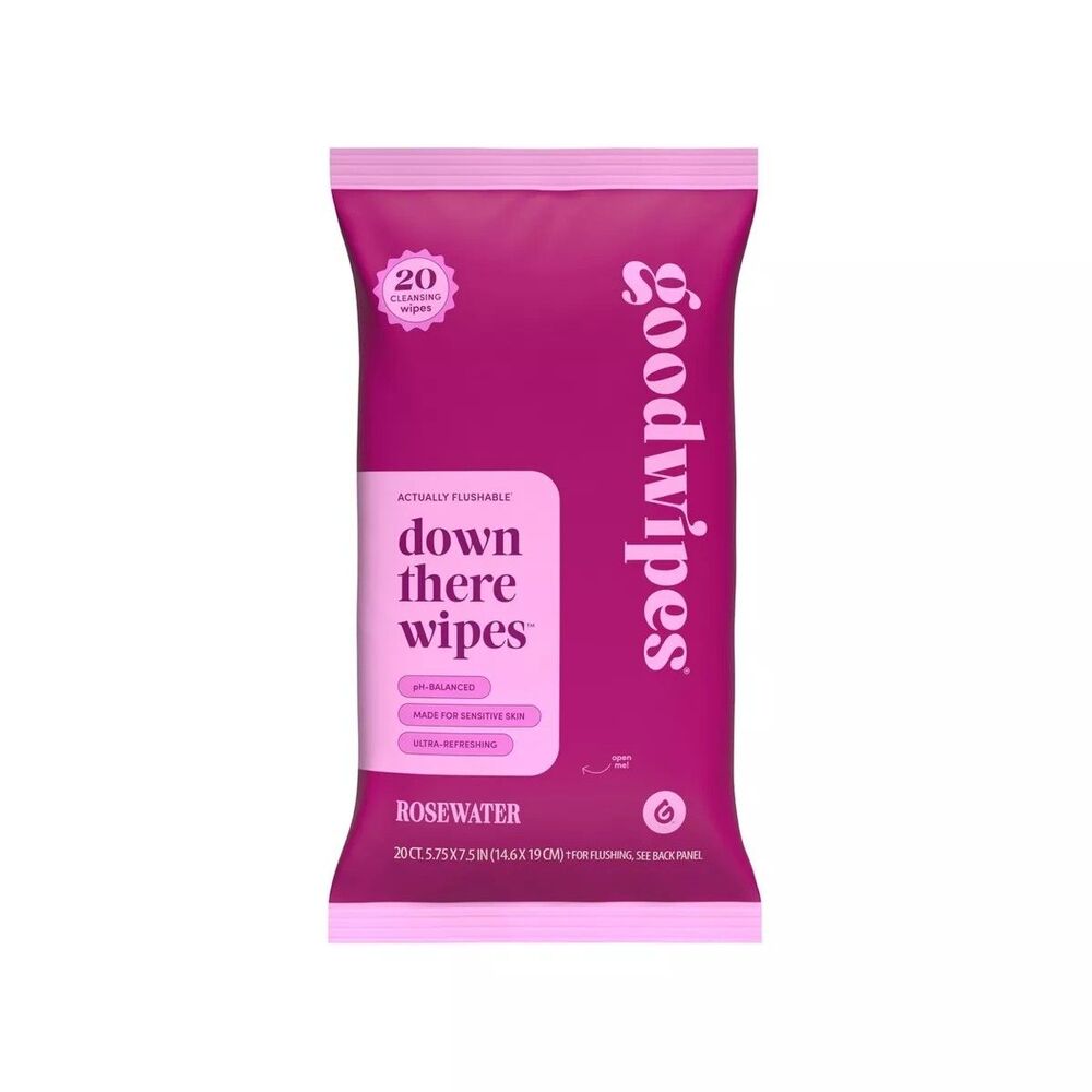 september Down There Rosewater Feminine Care Wipes pH Balanced Flushable 20 Ct